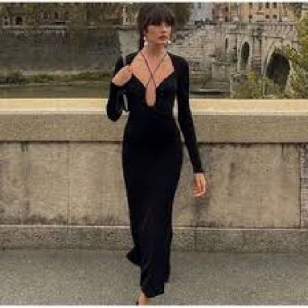 Jason Wu Black Strappy Slinky Dress Size Small Whimsigoth Witchy Dark Romantic - Picture 1 of 8